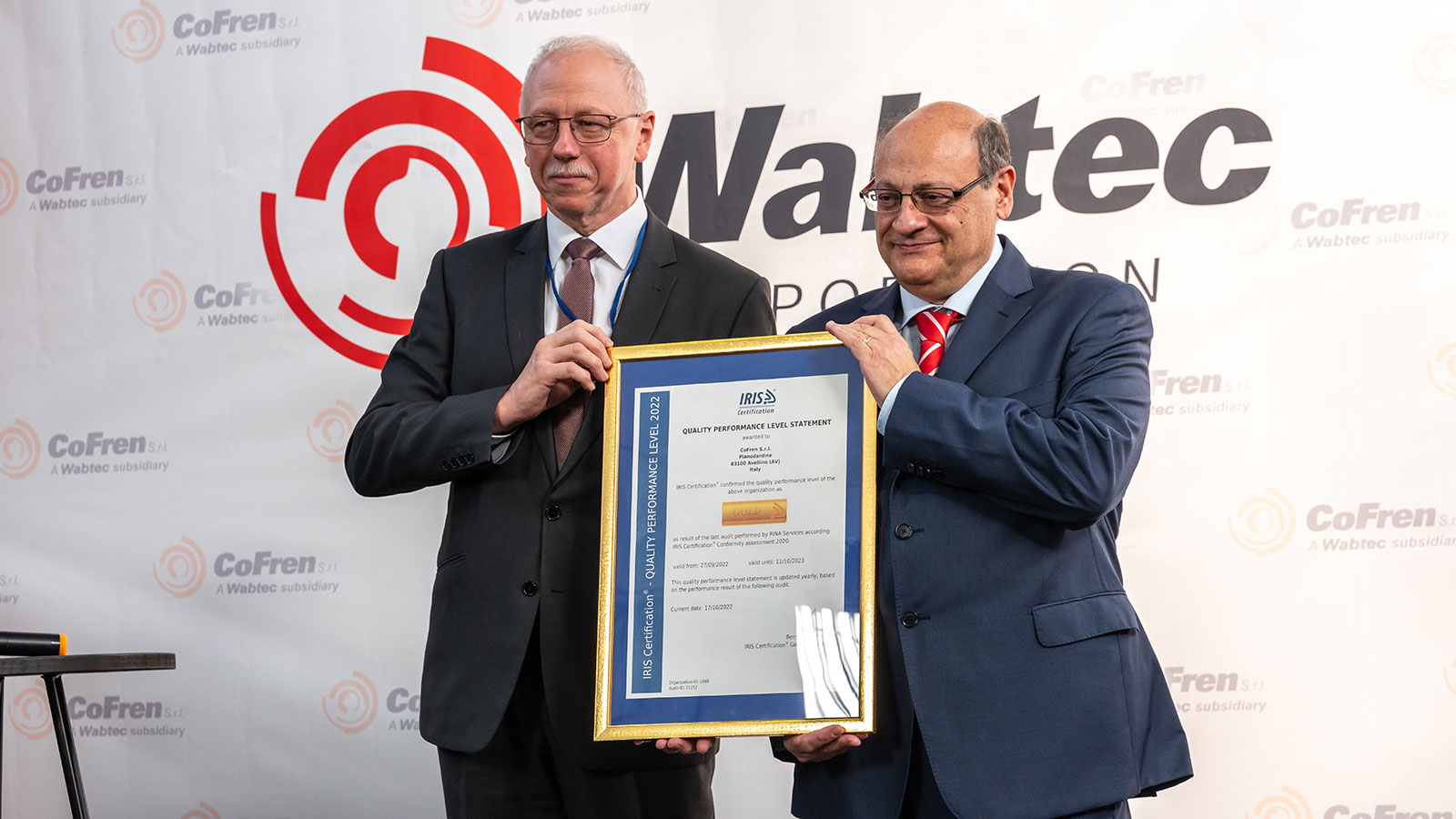 Avellino, Italy - IRIS Gold Certification│Wabtec Corporation