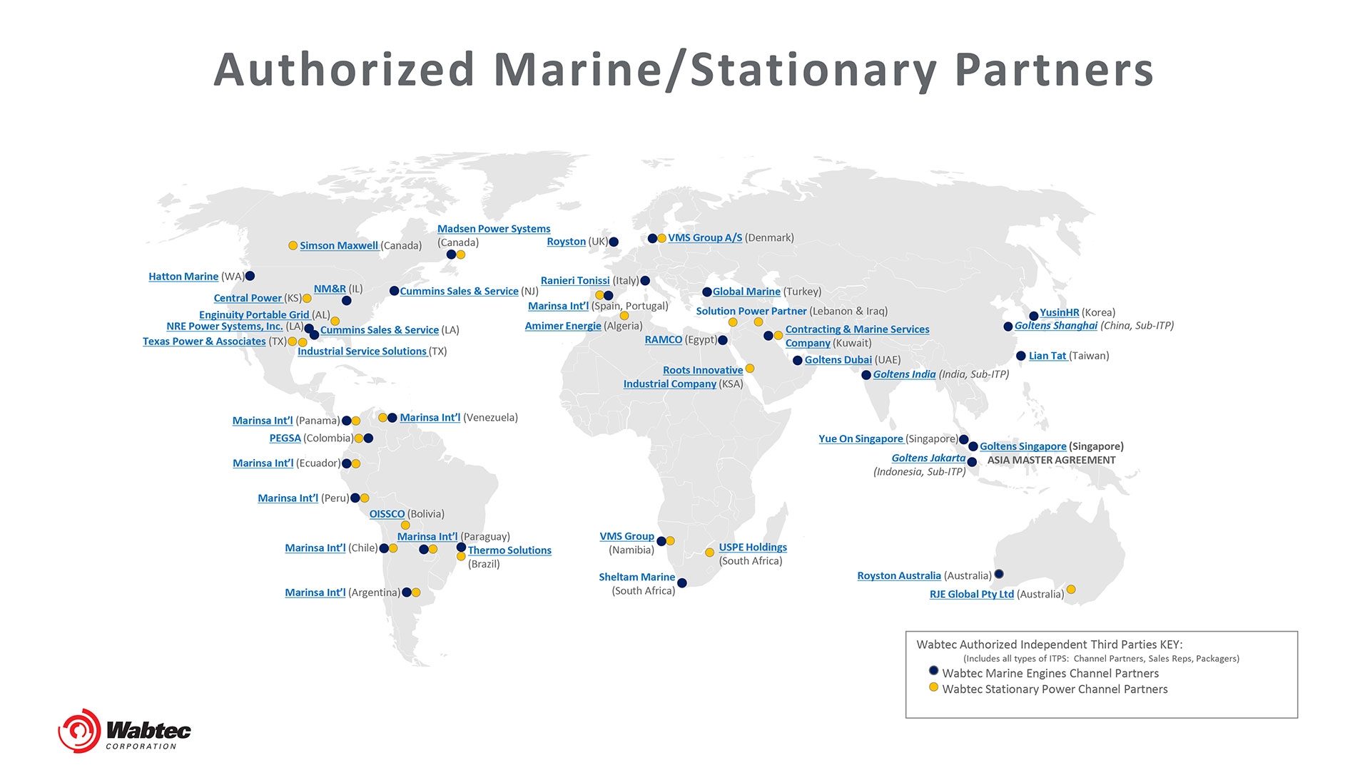 Authorized Marine Partners Parts & Service Map︱Wabtec Corporation