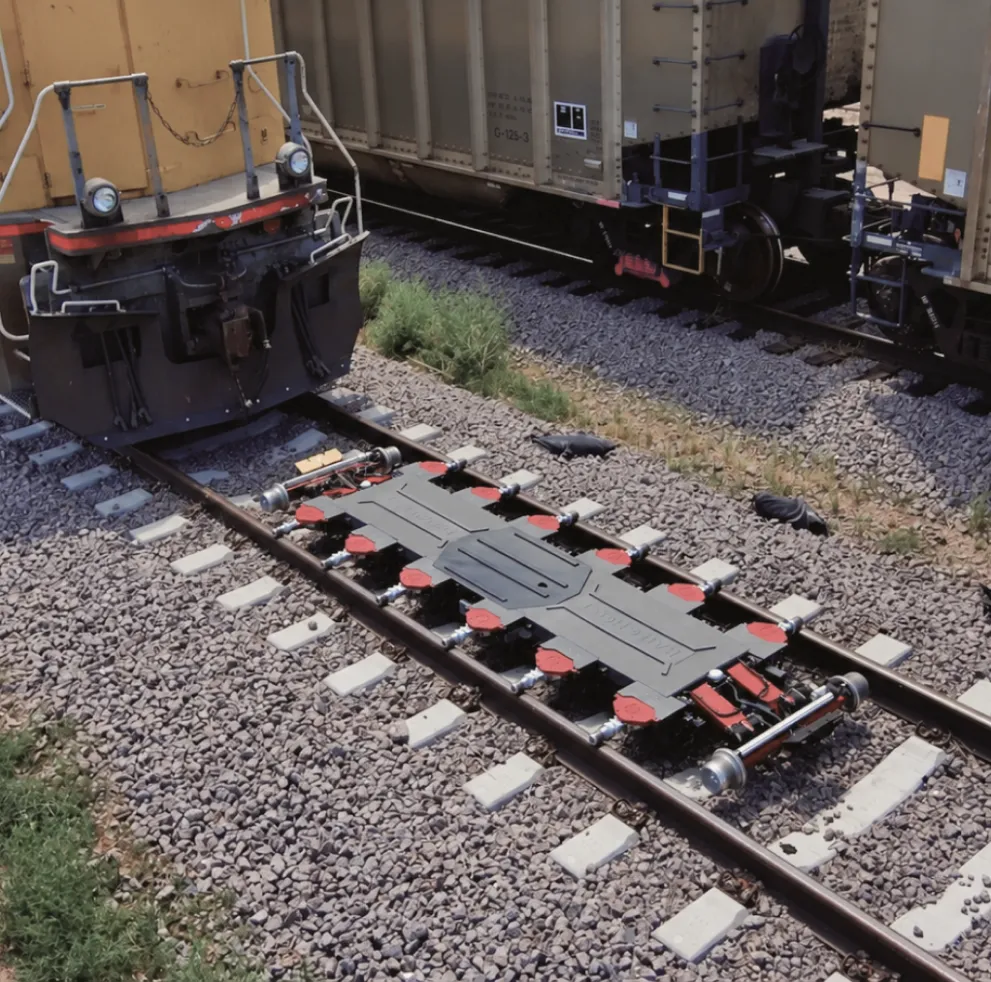 Wabtec's RailGhost autonomous rail vehicle being operated near railroad track