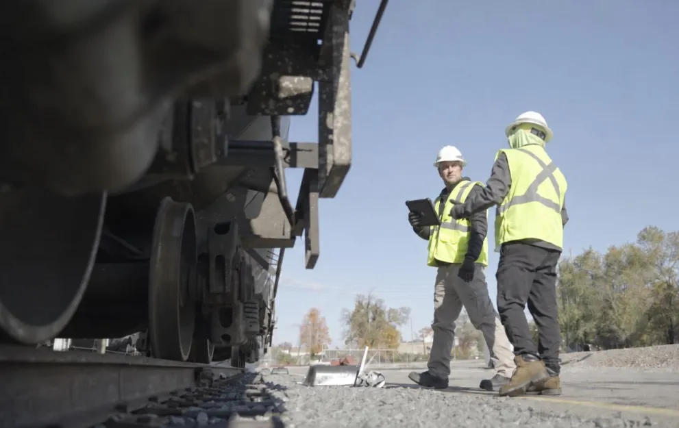 Operators reviewing RailGhost data and controls on a tablet